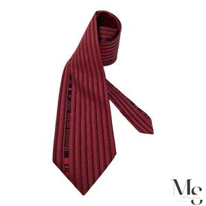 MOSCHINO Red Striped With Barre Code Print Silk Tie Made In Italy W:3.75" EX CD
